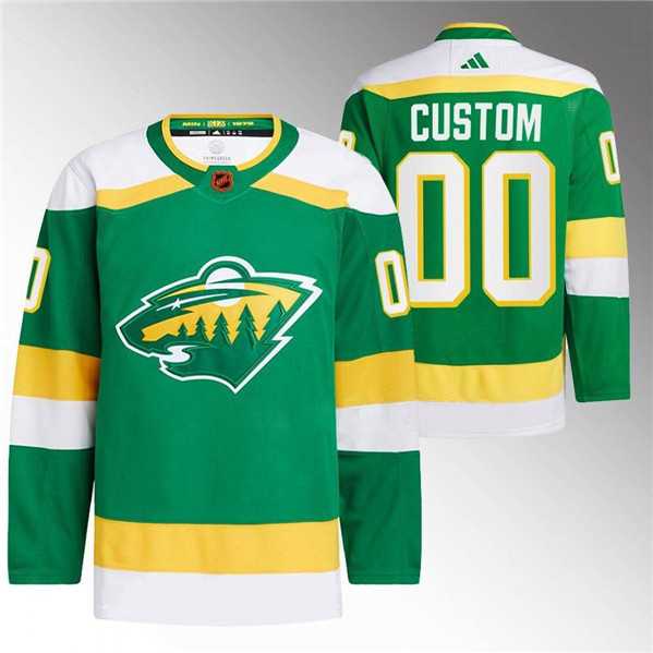 Men%27s Minnesota Wild Custom Green 2022-23 Reverse Retro Stitched Jersey